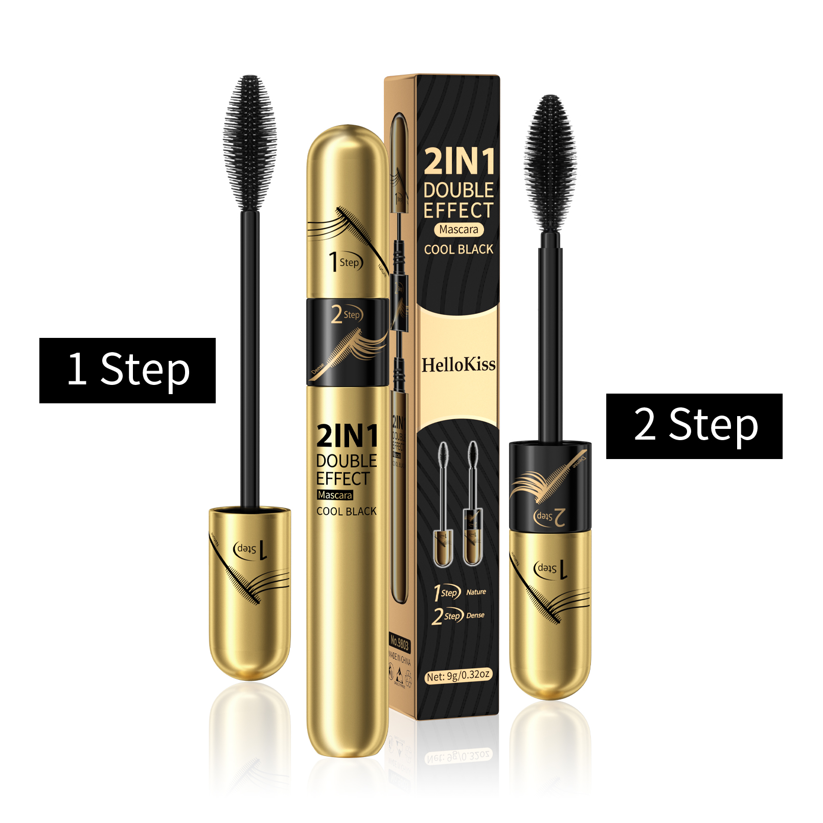 Professional Cosmetics Mascara Waterproof Base 2 In 1 Natural Eyelash Mascara Thick Curling 4d Double Head Mascara 