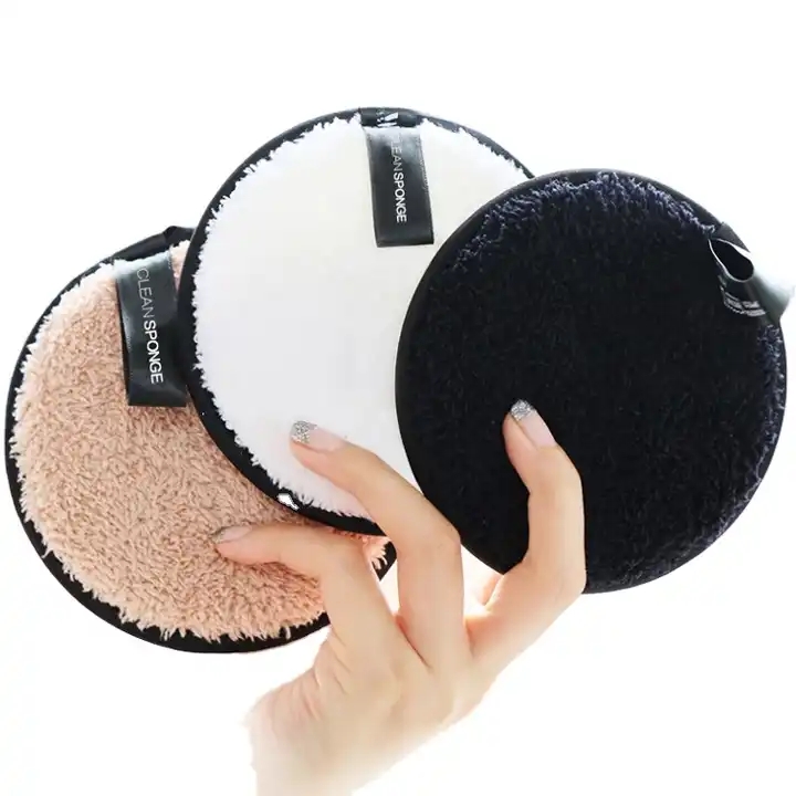 Ulikeke Private Label Round Finger Cosmetic Puff Washable Reusable Facial Cleansing Cotton Pads Makeup Remover Pad 