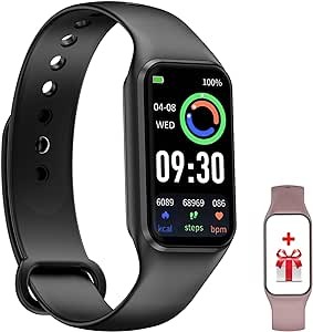 Smartwatch, Reloj Inteligente Hombre Mujer - Oxímetro (SpO2) Caloría Podómetro Sueño Pulsometro, iP68 Impermeable Pantalla de 1,47", Pulsera Actividad Compatible con Teléfonos Android e iOS (2 Correa)