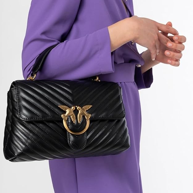 Pinko Classic, Love Lady Puff CLÁSICO CL SHEE para Mujer, Clematis Bluette/Oro Antiguo, Talla única