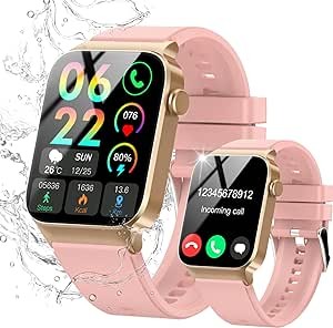 VKROBAG Reloj Inteligente Hombre Mujer, 1.85" HD Smartwatch con Llamadas Bluetooth, Monitor de Ritmo Cardíaco y Sueño, Impermeable IP68, 110+ Modos Deportivos Pulsera Actividad iOS Android, Rosa