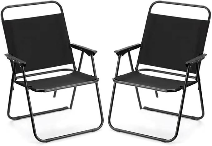 Genérico Silla de Camping con Respaldo y reposabrazos, Silla de Playa Resistente Que soporta 300 Libras, Silla Plegable portátil para Campamento/Exterior/Picnic/Concierto/Deportes, 2 Pack