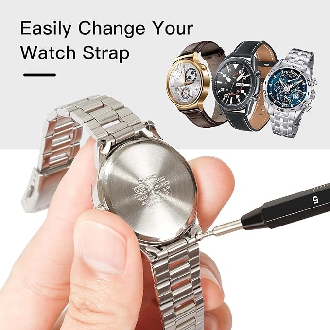 AOKITO Kit de Reparación de Relojes, 142 Piezas de Herramientas de Reparación de Relojes, con Estuche de Nylon Negro